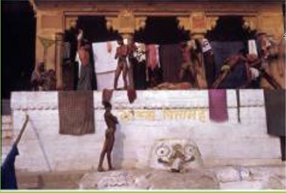 Wrestlers exercise, statue of Bhima, Rama Ghat, Benares, Uttar Prdesh (1983)